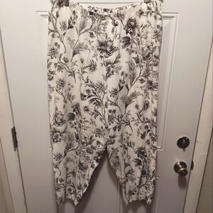 Hot Cotton Marc Wear| 100% Linen Floral Print  Pants Summer Sz 2X Wide Leg
